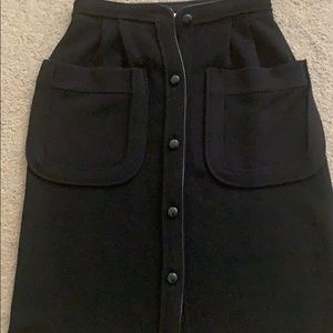 Black Knee Length YSL Button Skirt